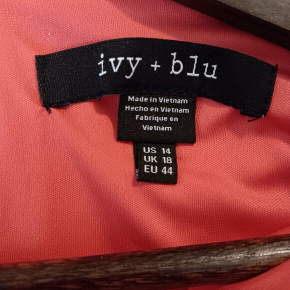 NWT Ivy + Blu Coral Pink Sheath Dress US 14 Ruched Neck Cap Sleeve Work/Cocktail - Picture 10 of 12